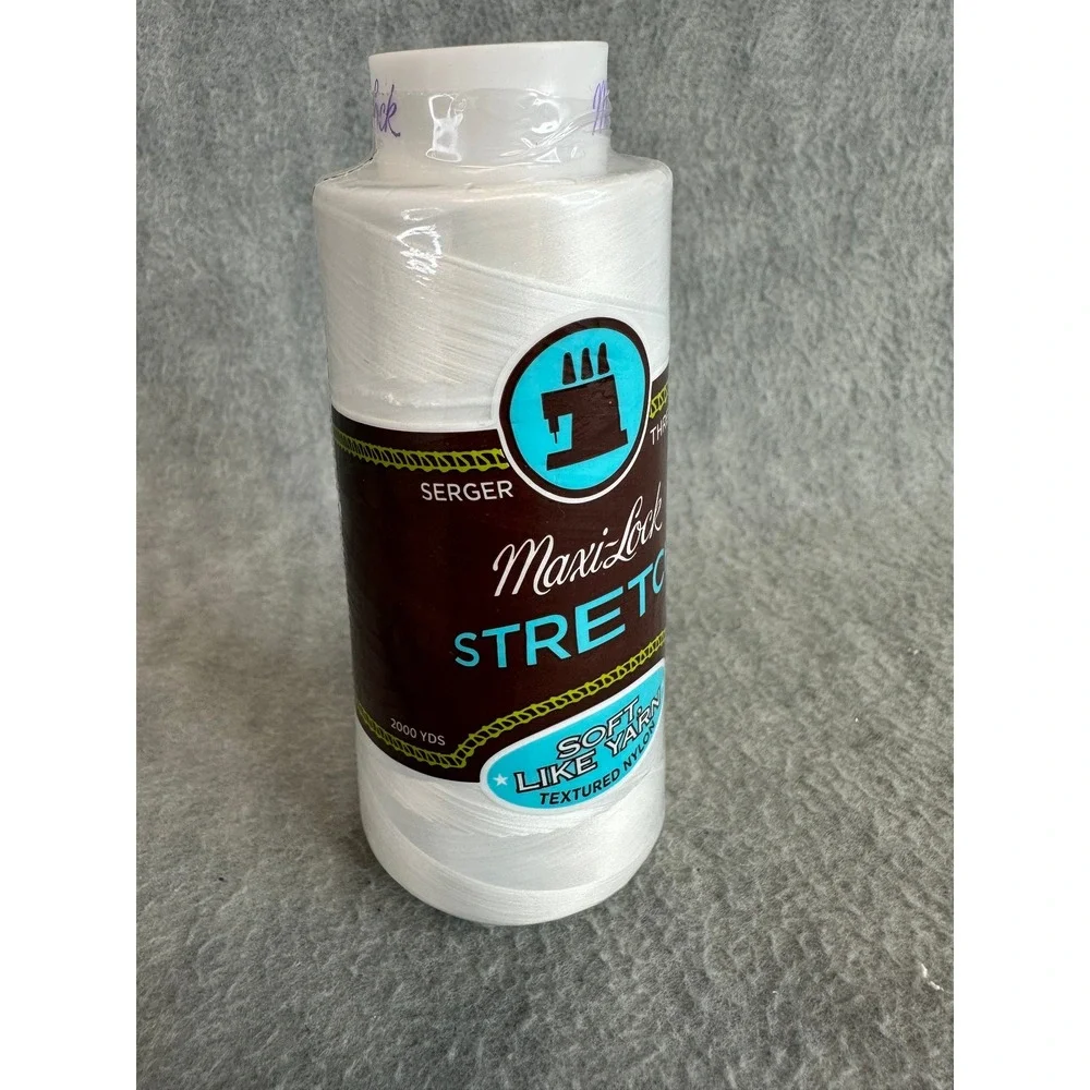 Maxi-Lock Stretch Serger Thread‎ White 32109 Textured Nylon 2000 Yds New